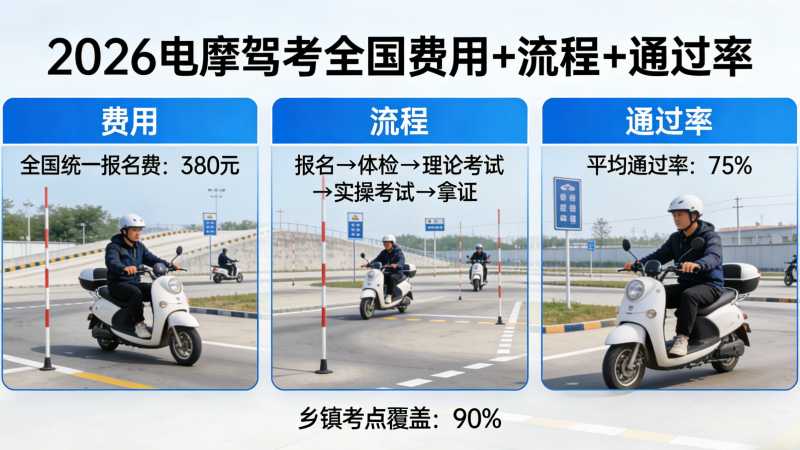 2026电摩驾考全国费用+流程+通过率,乡镇也能考