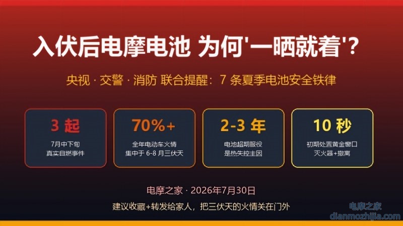 入伏后电摩电池为什么"一晒就着"？7条夏季电池安全铁律！